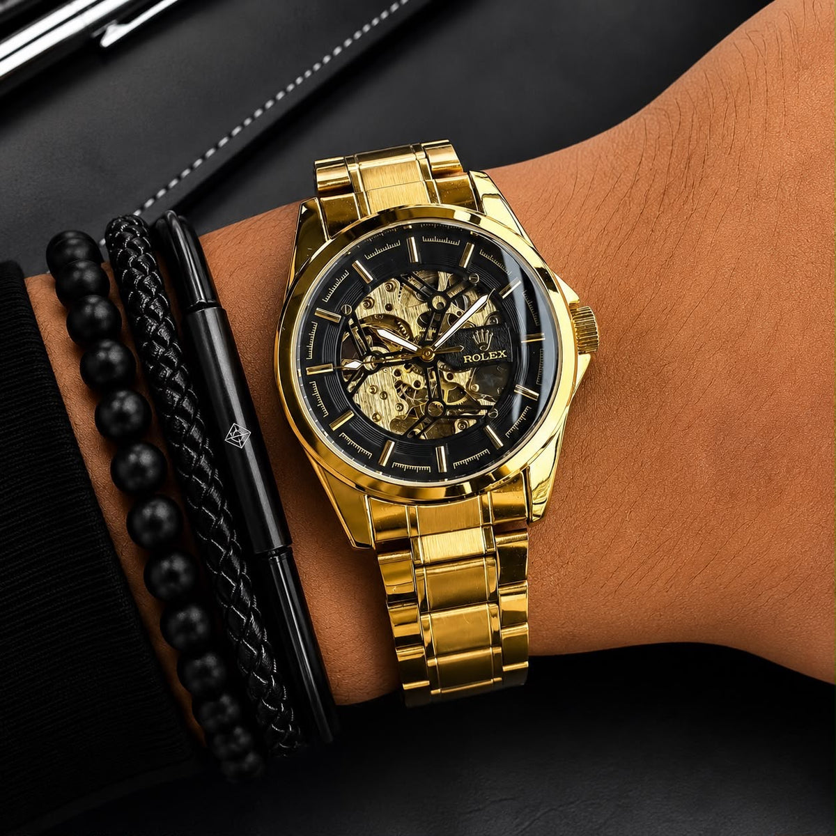 ROLEX AUTOMATIC GOLD BLACK
