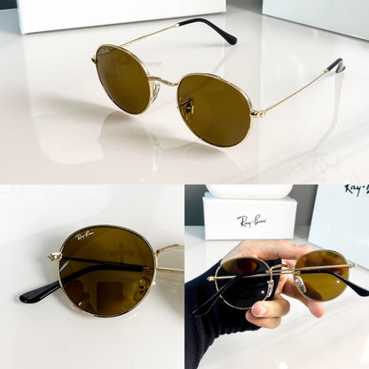 RAY BAN GOLD BROWN ROUND