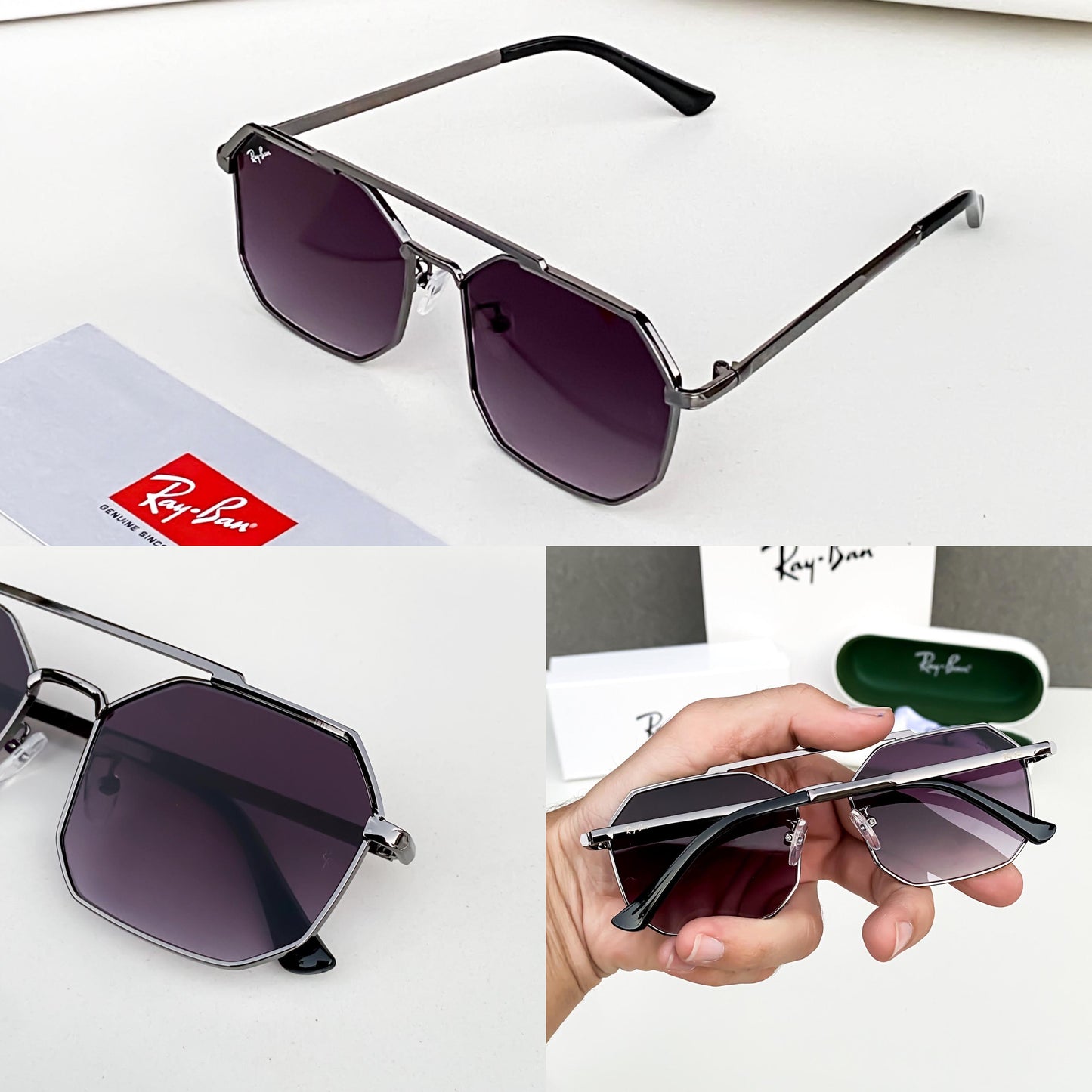 RAYBAN GUN BLACK WITH SHADES