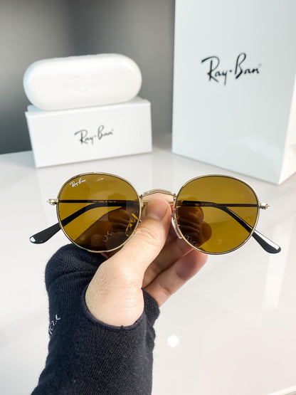 RAY BAN GOLD BROWN ROUND