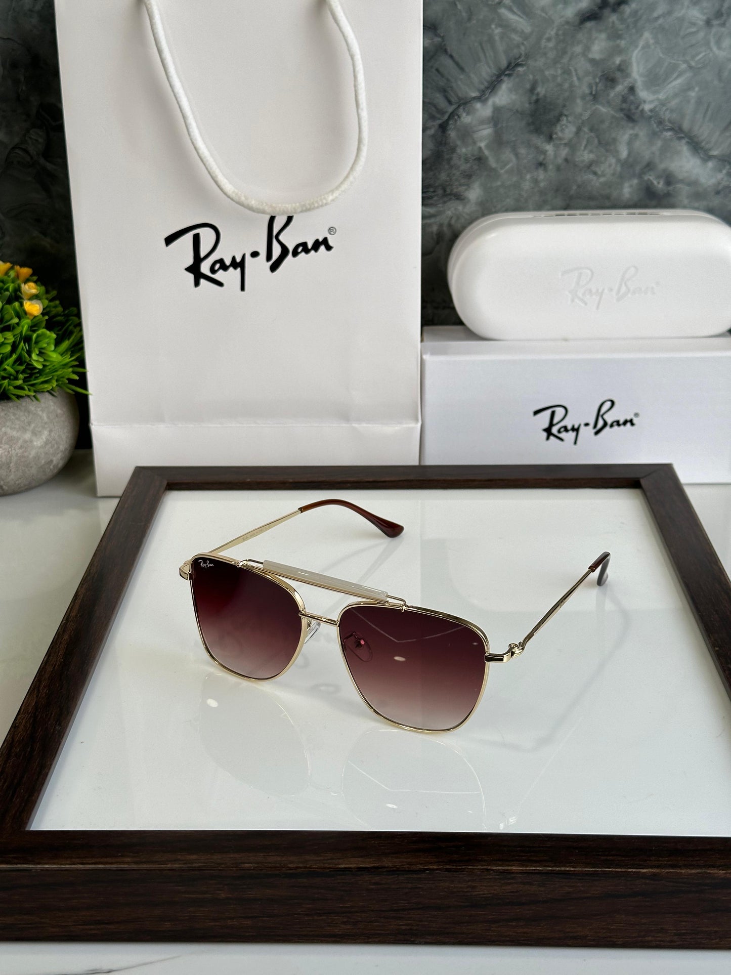 RAYBAN GOLD BROWN